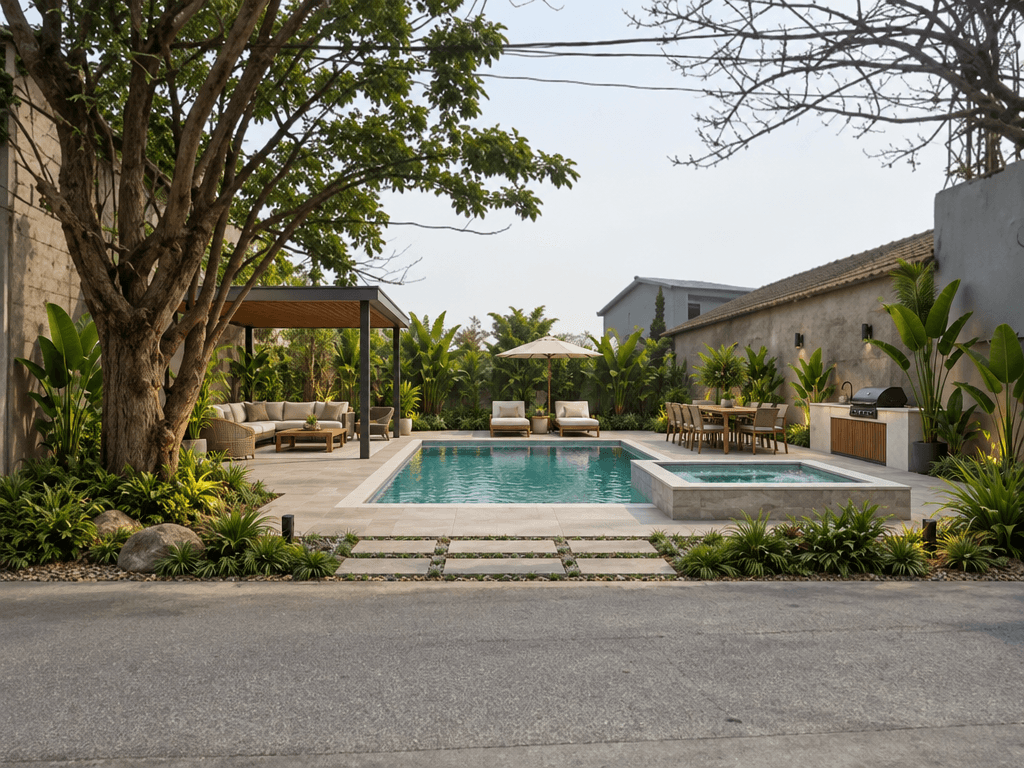 Design del paesaggio in stile Minimalist Yard — Giardino di GenRoom AI
