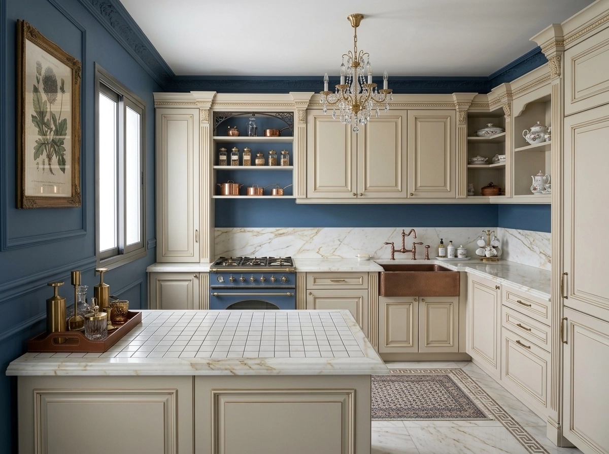 Kitchen interior in Neoclassic style — photo by GenRoom AI