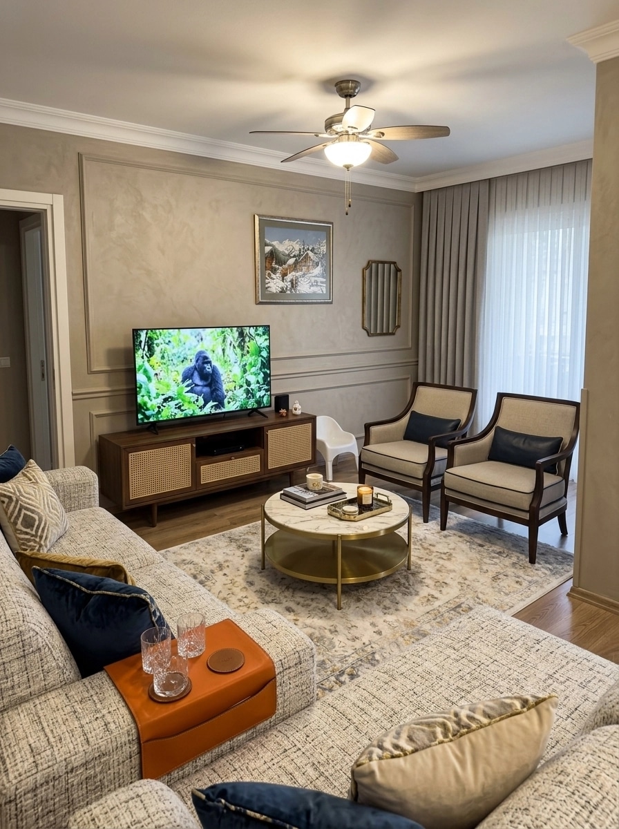 Transitional Living Room design — interior photo by GenRoom AI