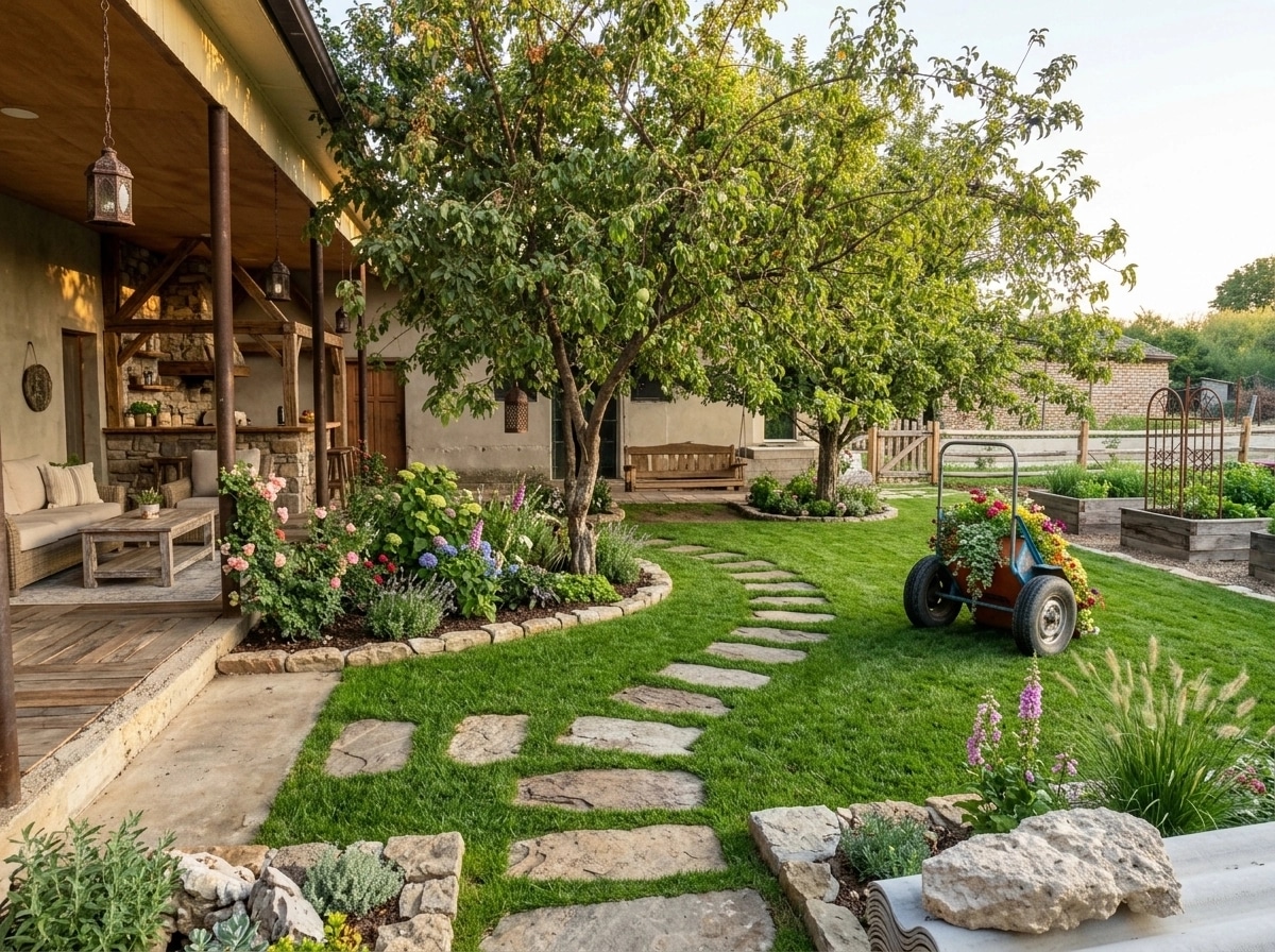 Country Rustic Garden Yard design — yard photo by GenRoom AI