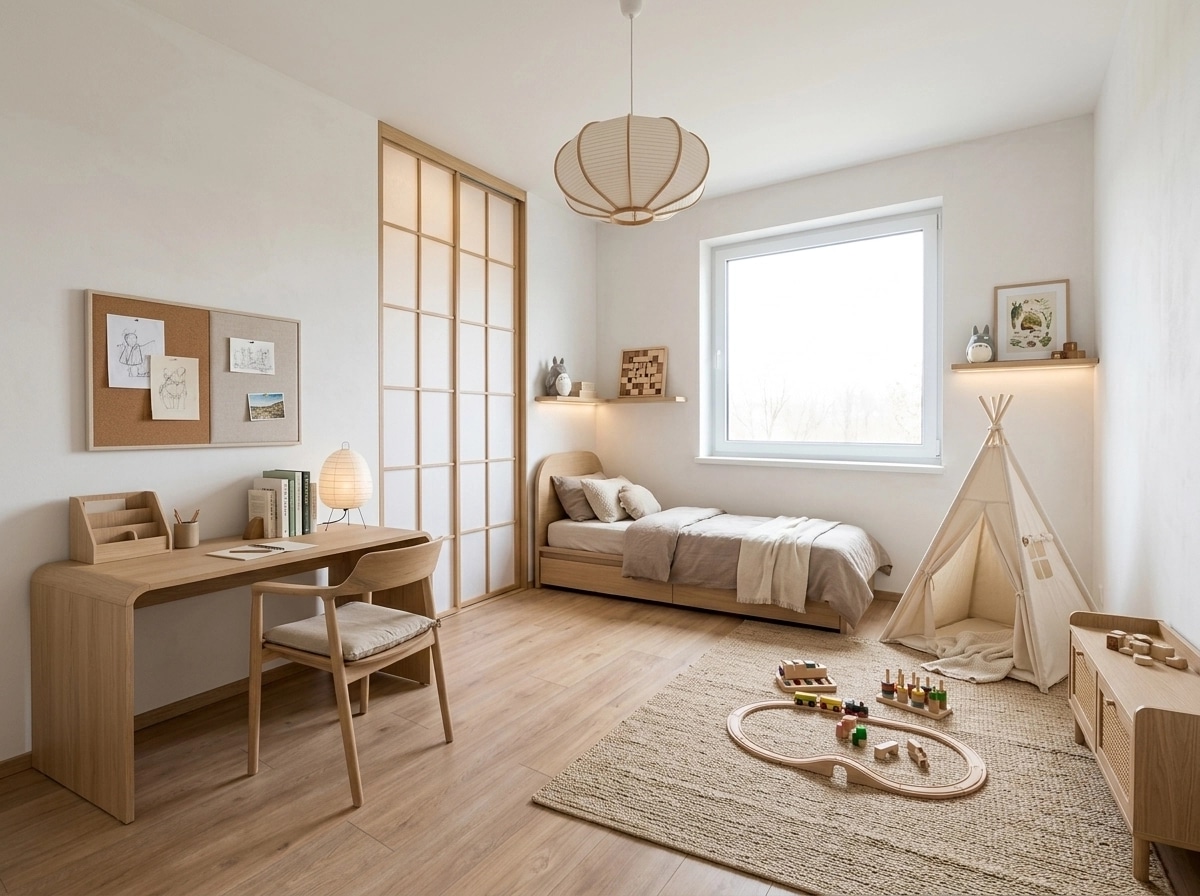 Japandi Kids Room design — interior photo by GenRoom AI