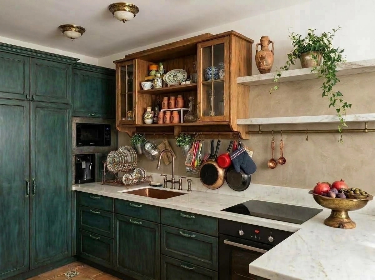 Kitchen interior in Mediterranean style — photo by GenRoom AI