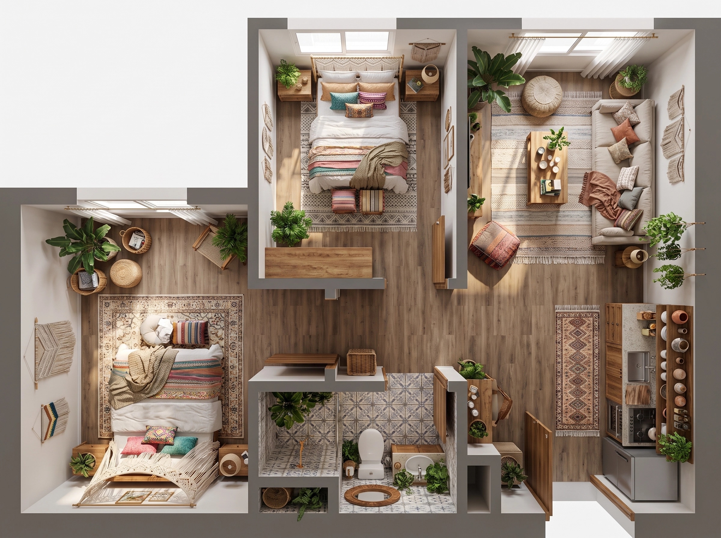 Interior design in Bohemian style — Living Room by GenRoom AI
