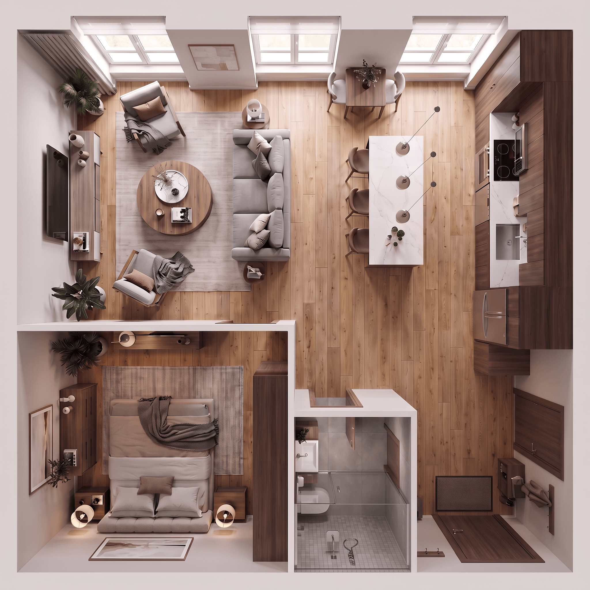 Contemporary ห้องนั่งเล่น design — interior photo by GenRoom AI