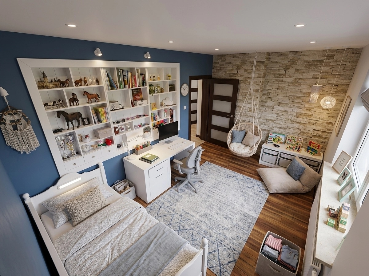 Contemporary Quarto Infantil design — interior photo by GenRoom AI