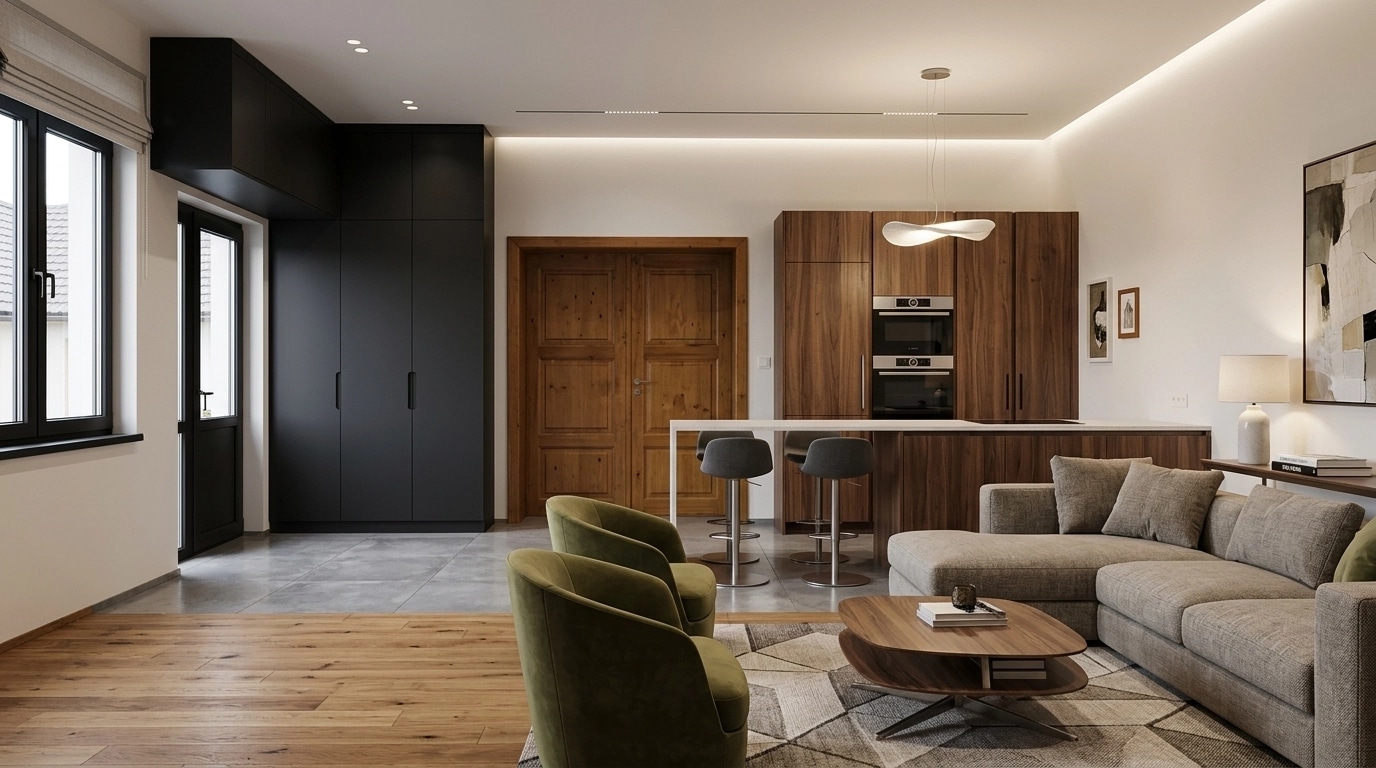 Innenraumdesign im Contemporary-Stil — Wohnzimmer von GenRoom AI