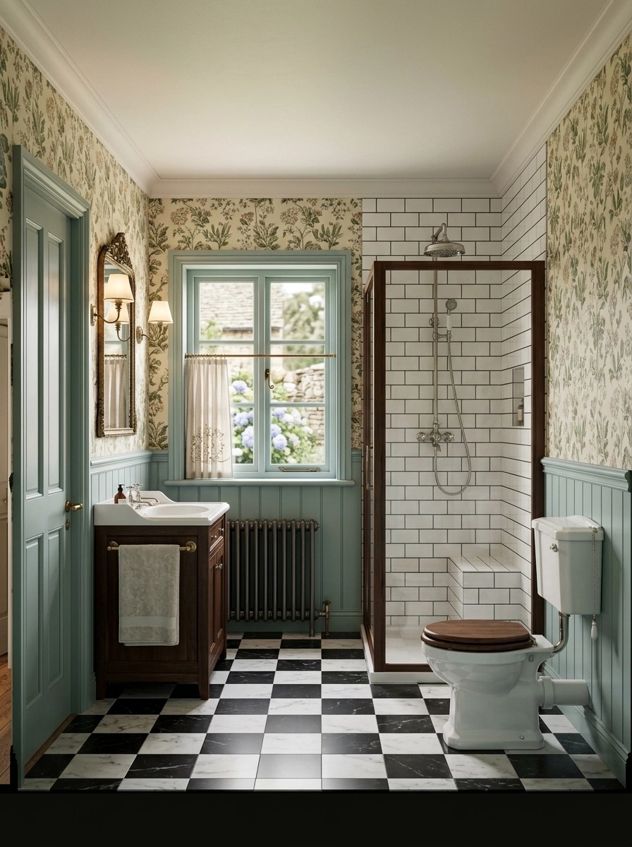 Bathroom interior in British style — photo by GenRoom AI