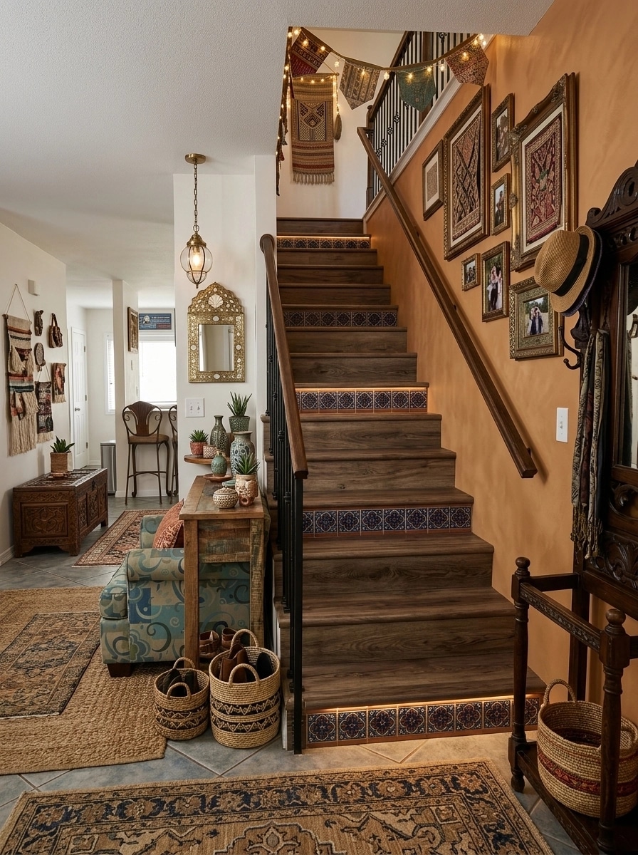 Hallway interior in Bohemian style — photo by GenRoom AI