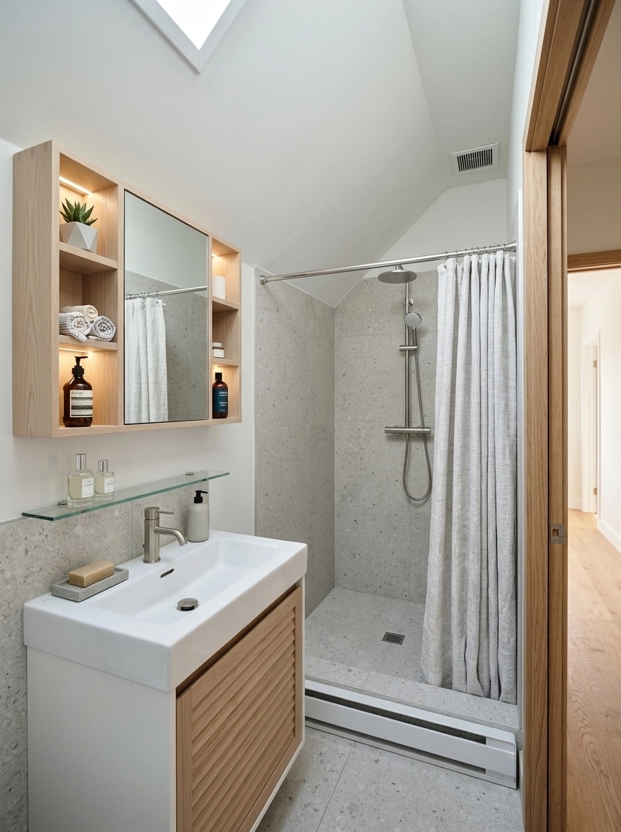 Bathroom interior in Scandinavian style — photo by GenRoom AI