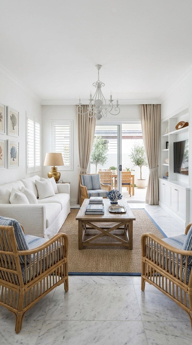 Coastal / Hamptons Sala de Estar design — interior photo by GenRoom AI