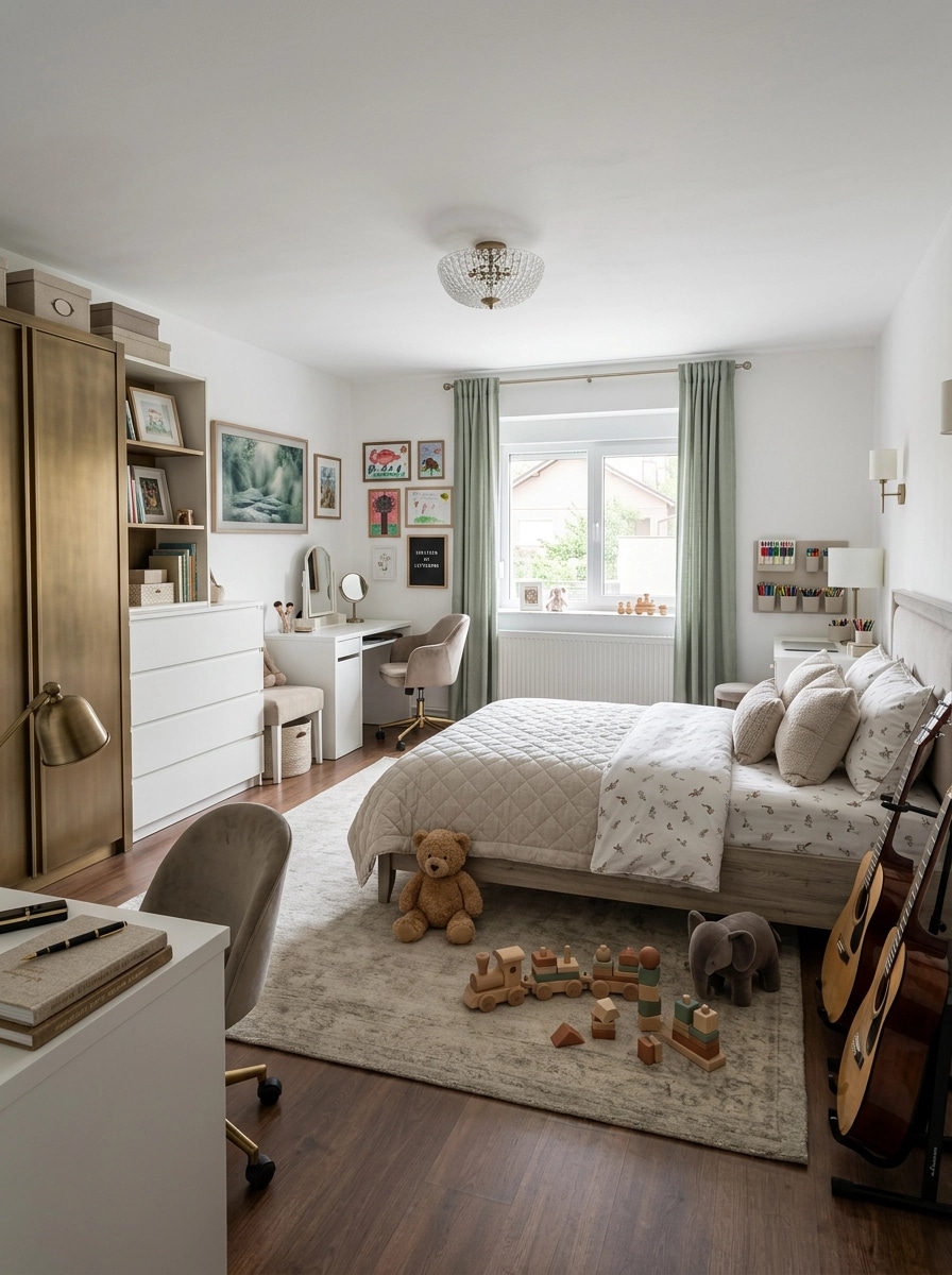 Transitional Kids Room design — interior photo by GenRoom AI