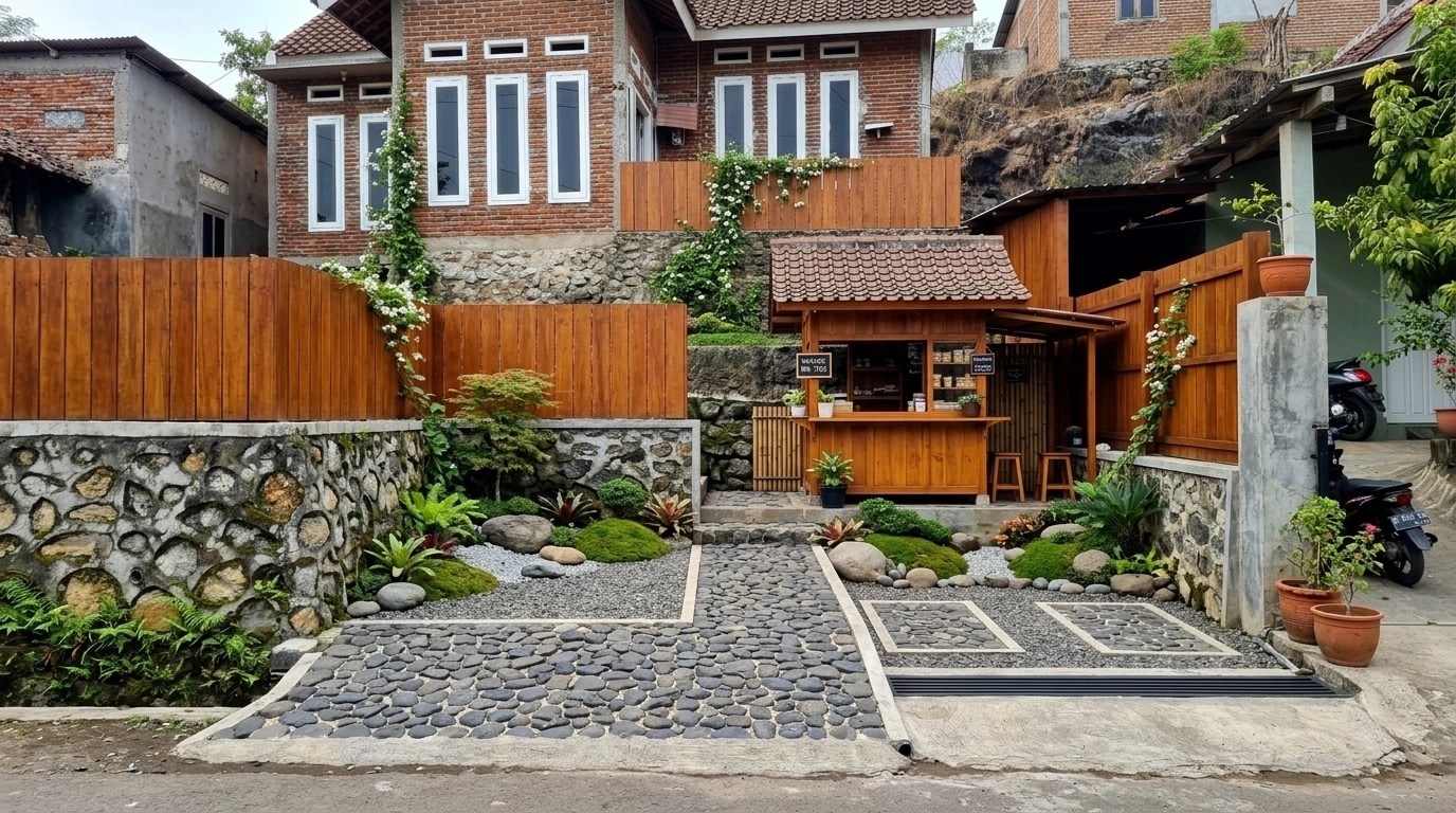 Návrh krajiny ve stylu Japanese Garden styl — Dvůr od GenRoom AI