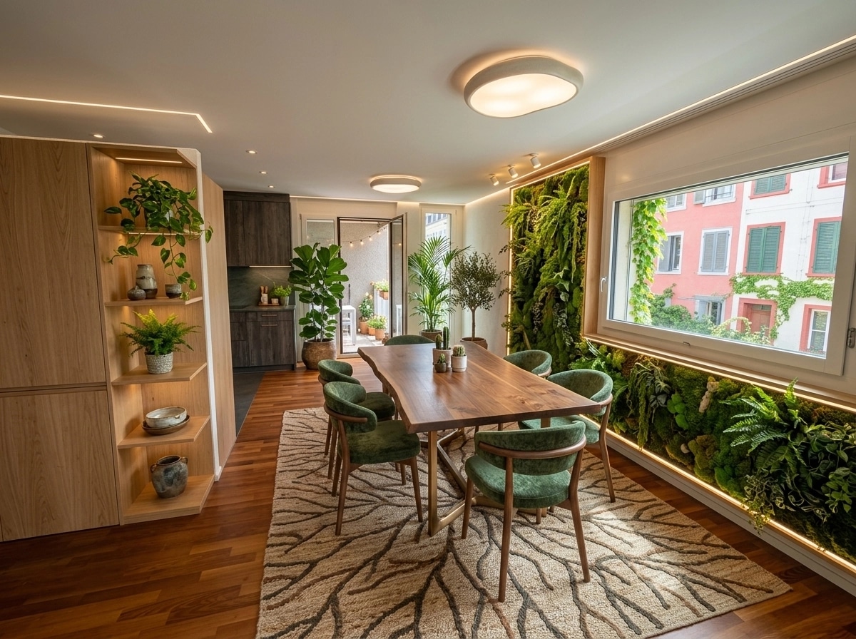 Interior design in Biophilic style — dining_room by GenRoom AI