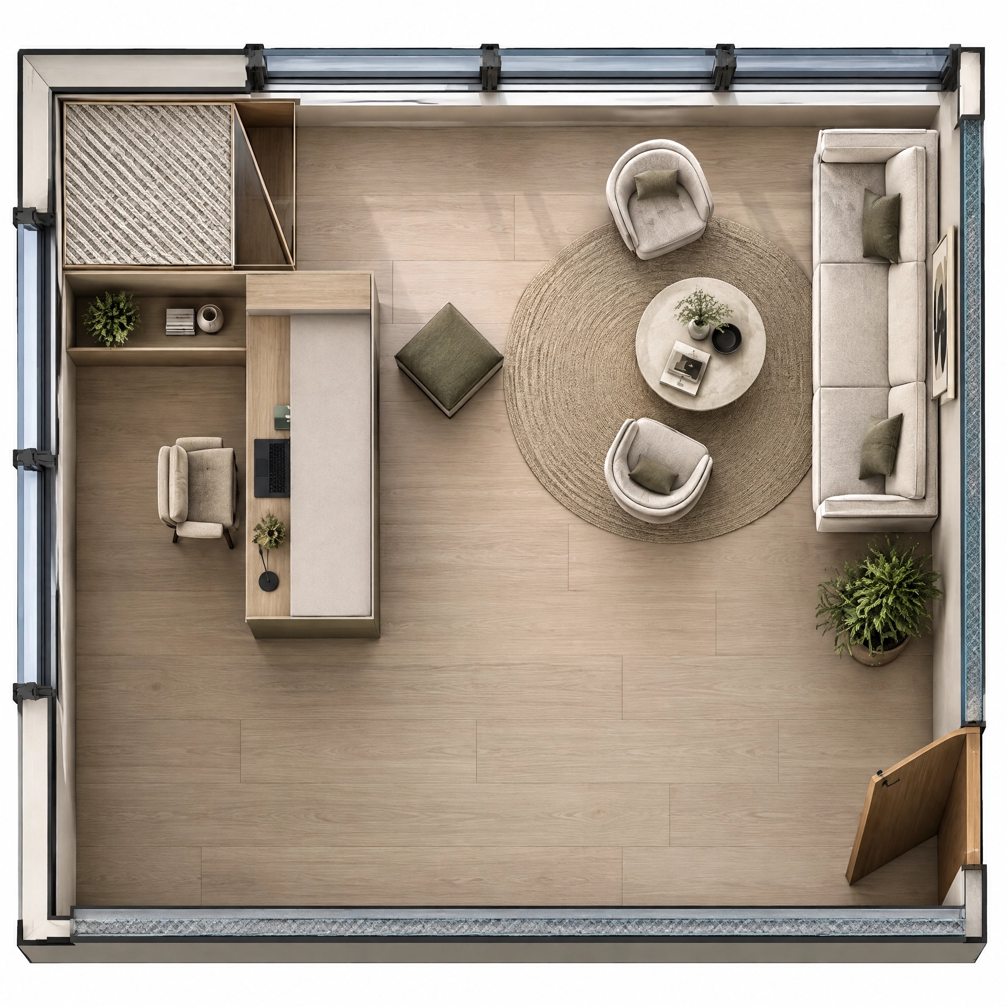 Interior design in Minimalism style — Living Room by GenRoom AI
