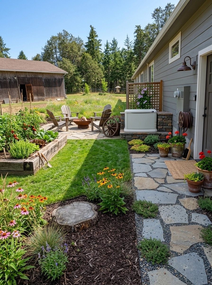 Country Rustic Garden Yard design — yard photo by GenRoom AI