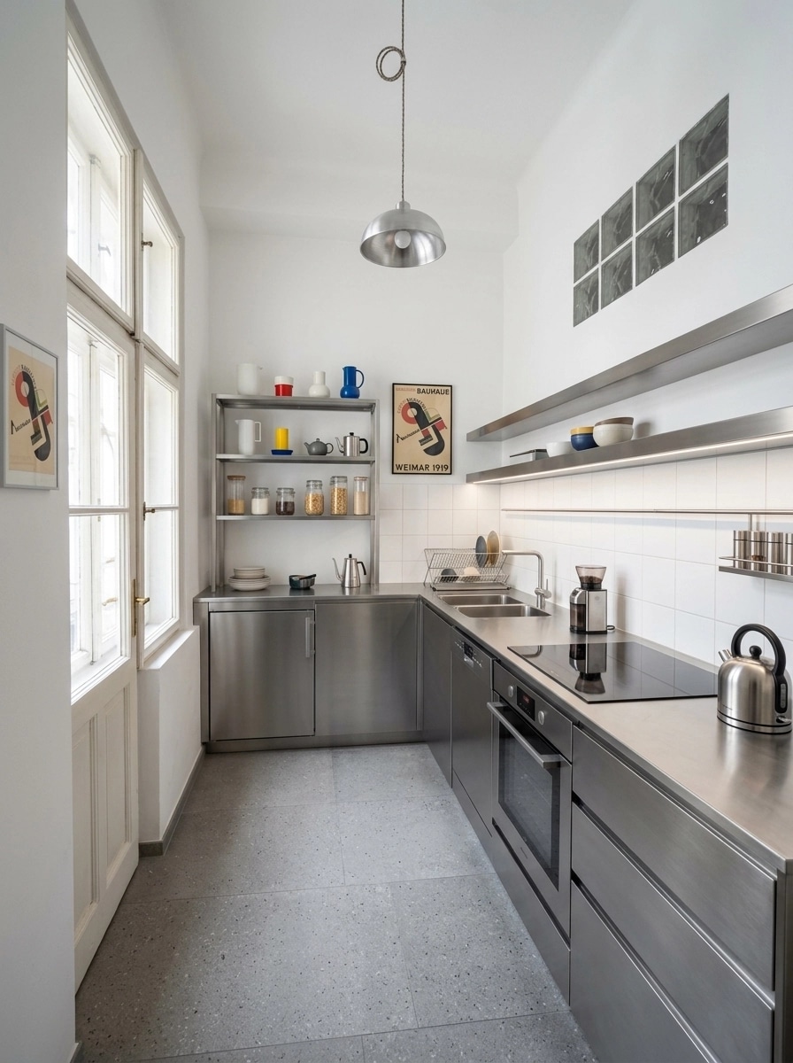 Kitchen interior in Bauhaus style — photo by GenRoom AI