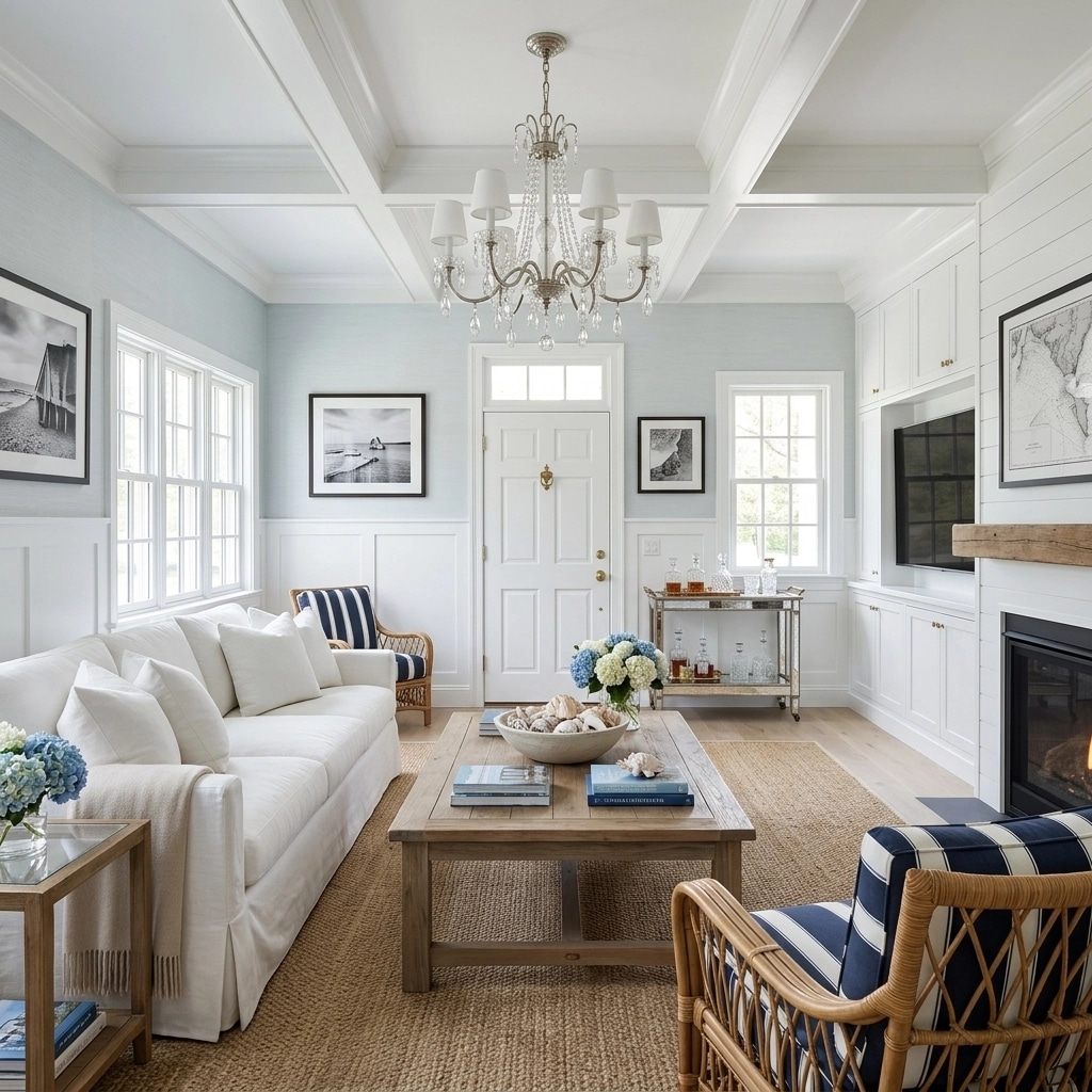 Interior design in Coastal / Hamptons style — Living Room by GenRoom AI