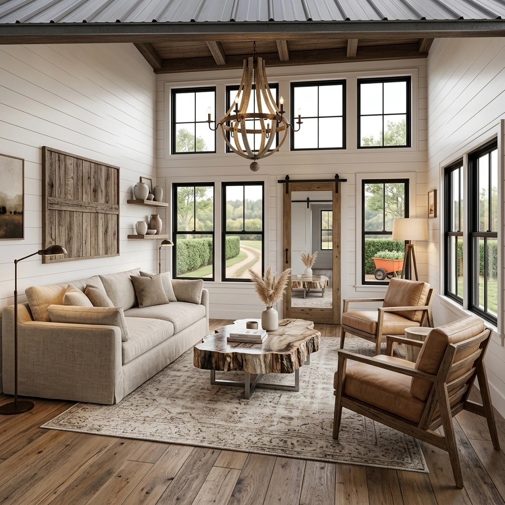 Modern Farmhouse Living Room design — interior photo by GenRoom AI