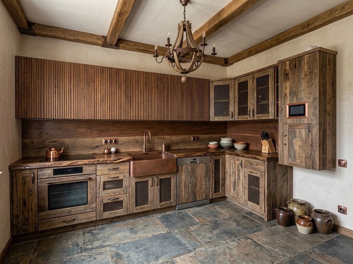 Kitchen interior in Rustic style — photo by GenRoom AI