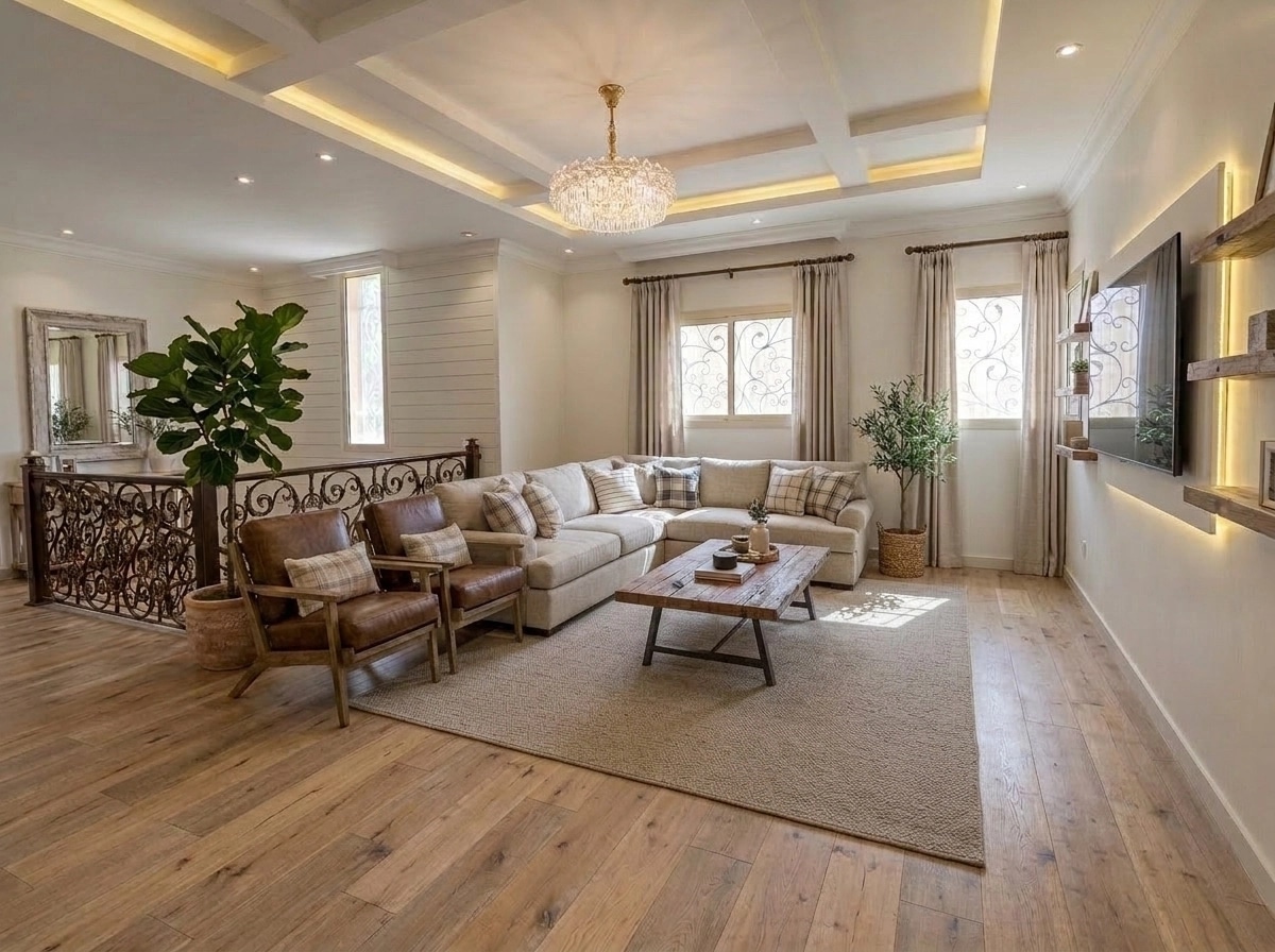 Modern Farmhouse Living Room design — interior photo by GenRoom AI
