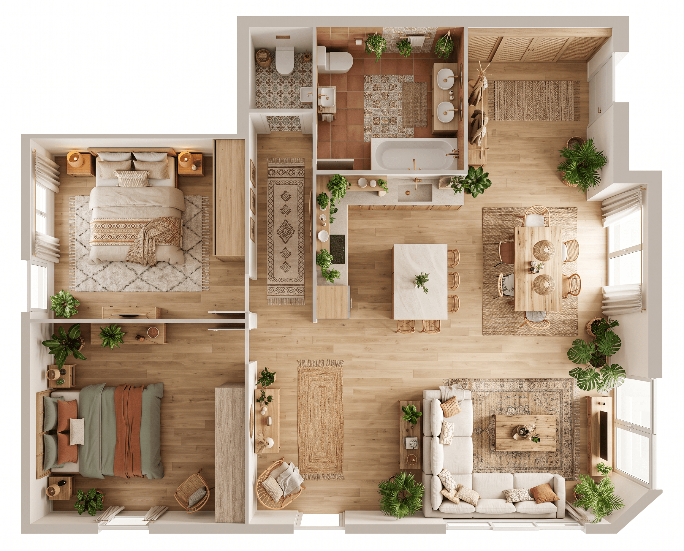 Interior design in Bohemian style — Living Room by GenRoom AI
