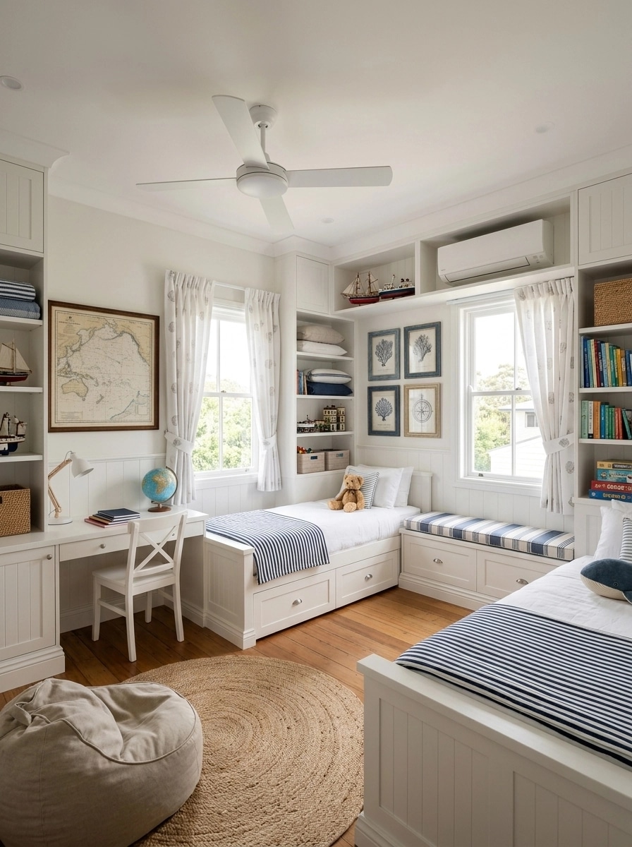 Coastal / Hamptons Kids Room design — interior photo by GenRoom AI