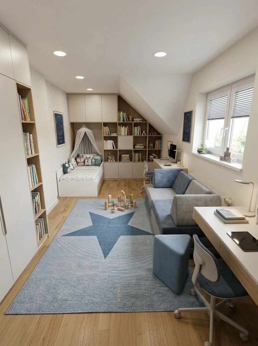 Contemporary Kids Room design — interior photo by GenRoom AI