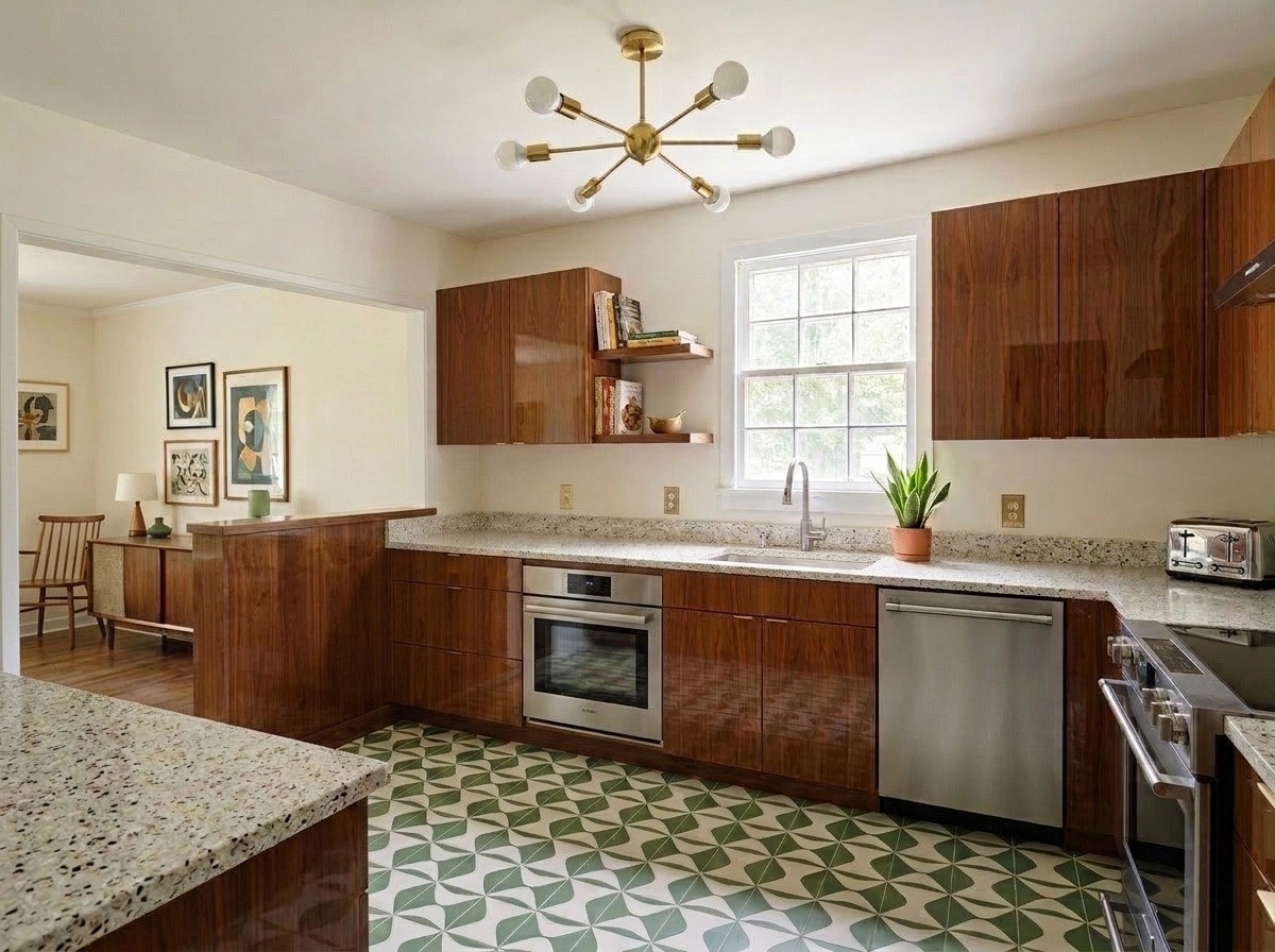 Interior design in Mid-Century Modern style — Kitchen by GenRoom AI