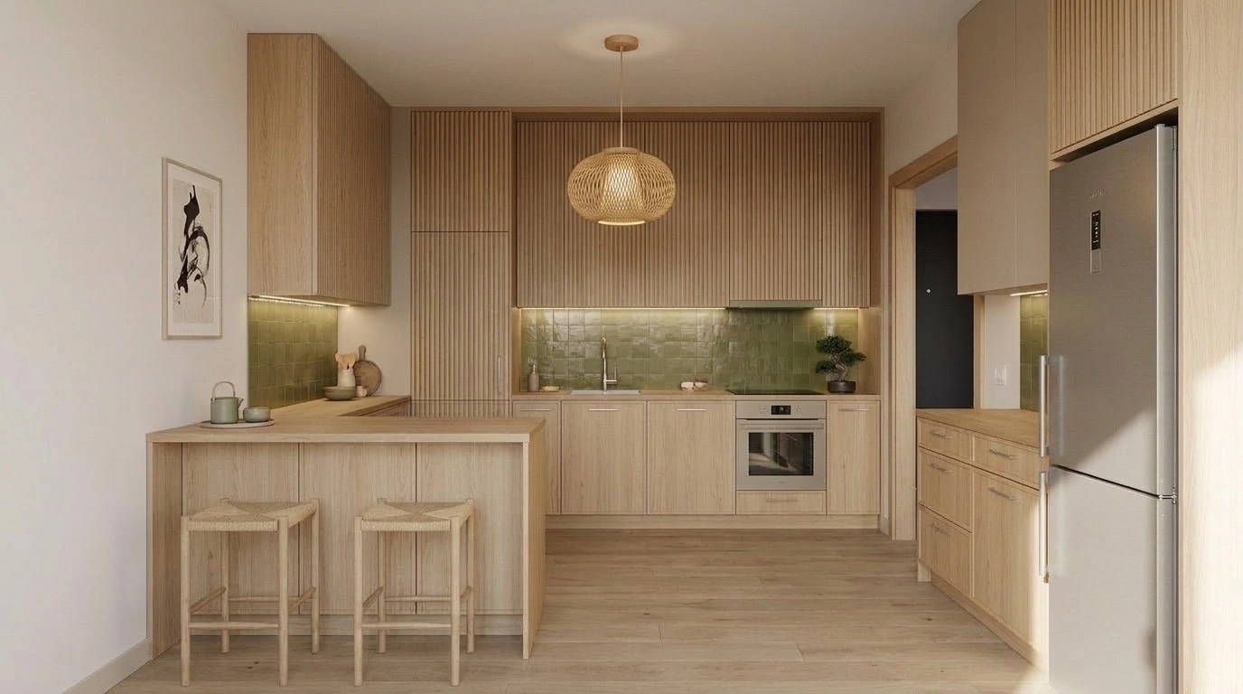Japandi Kitchen design — interior photo by GenRoom AI