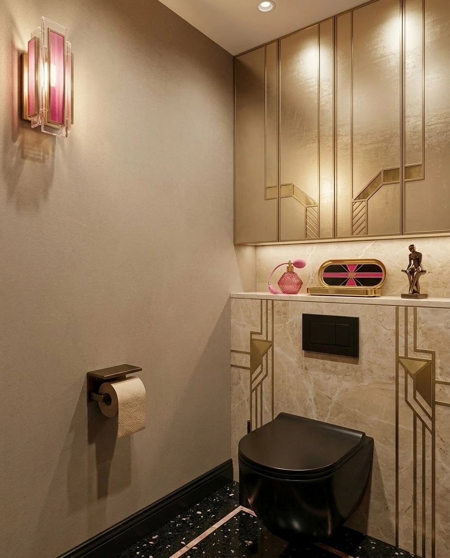 Bathroom interior in Art Deco style — photo by GenRoom AI