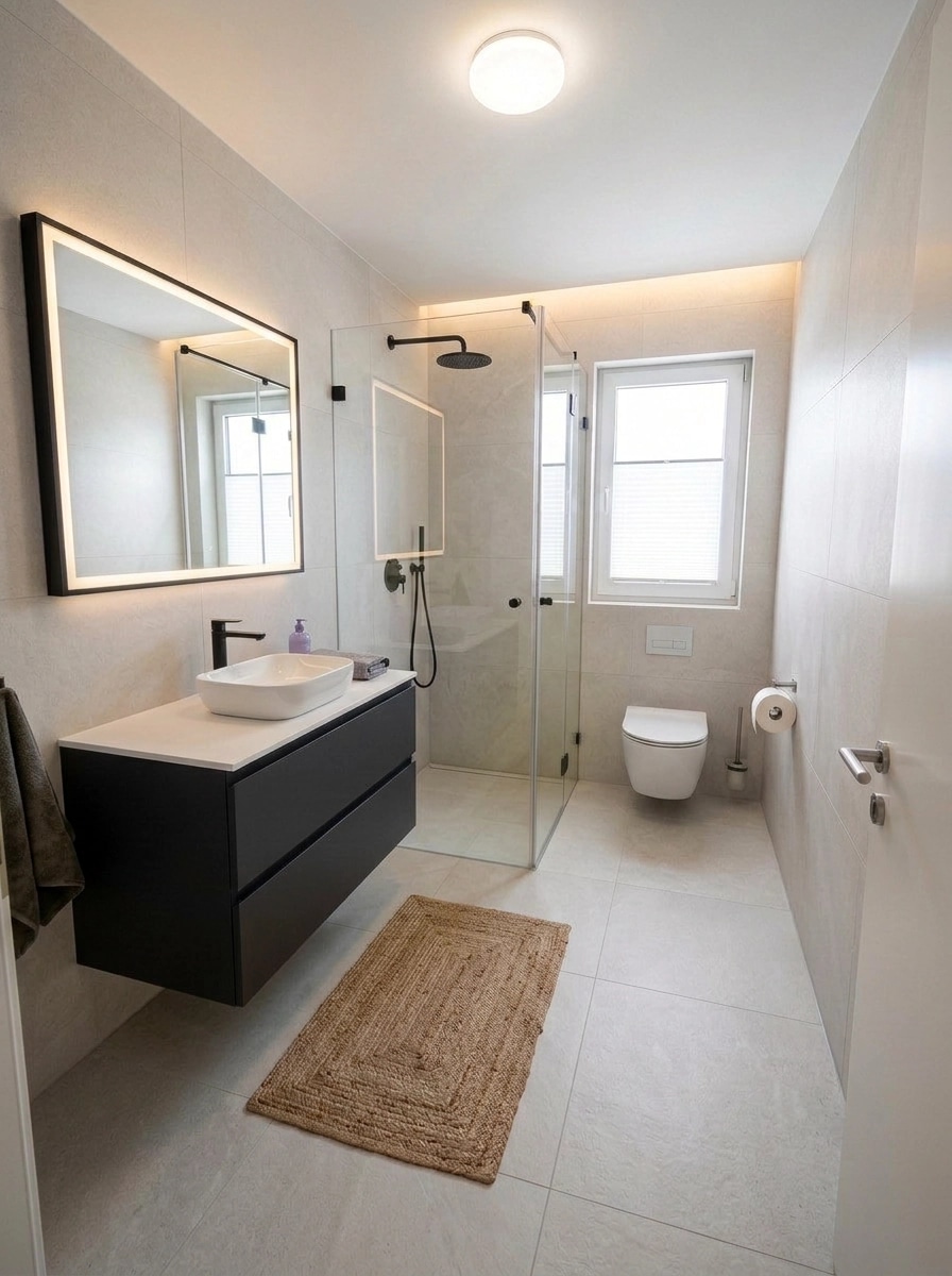 Bathroom interior in Minimalism style — photo by GenRoom AI