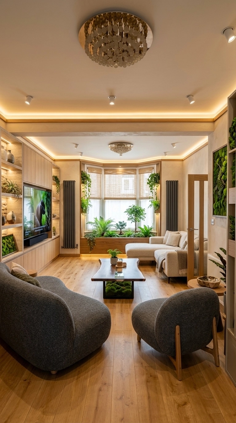 Design d'intérieur en style Biophilic — Salon par GenRoom AI