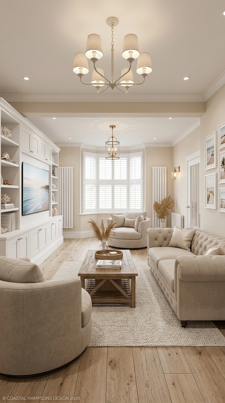 Coastal / Hamptons غرفة المعيشة design — interior photo by GenRoom AI