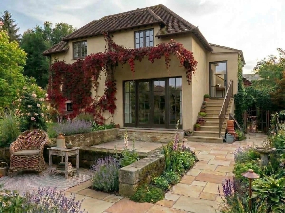 Design paysager en style Country Rustic Garden — Jardin par GenRoom AI