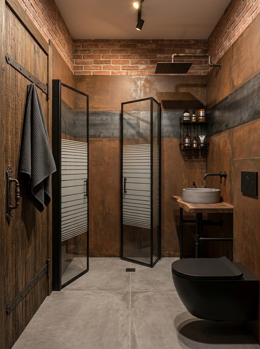 Bathroom interior in Loft / Industrial style — photo by GenRoom AI