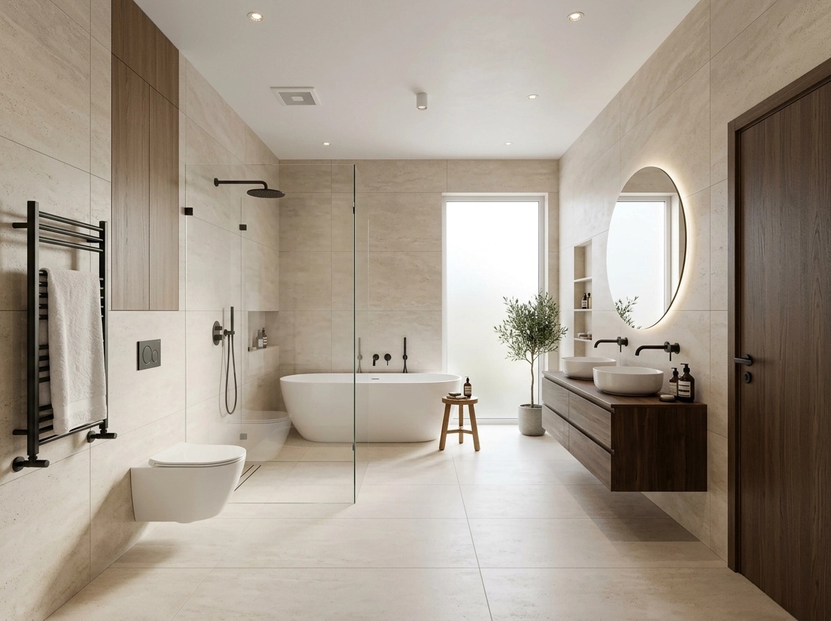 Bathroom interior in Minimalism style — photo by GenRoom AI