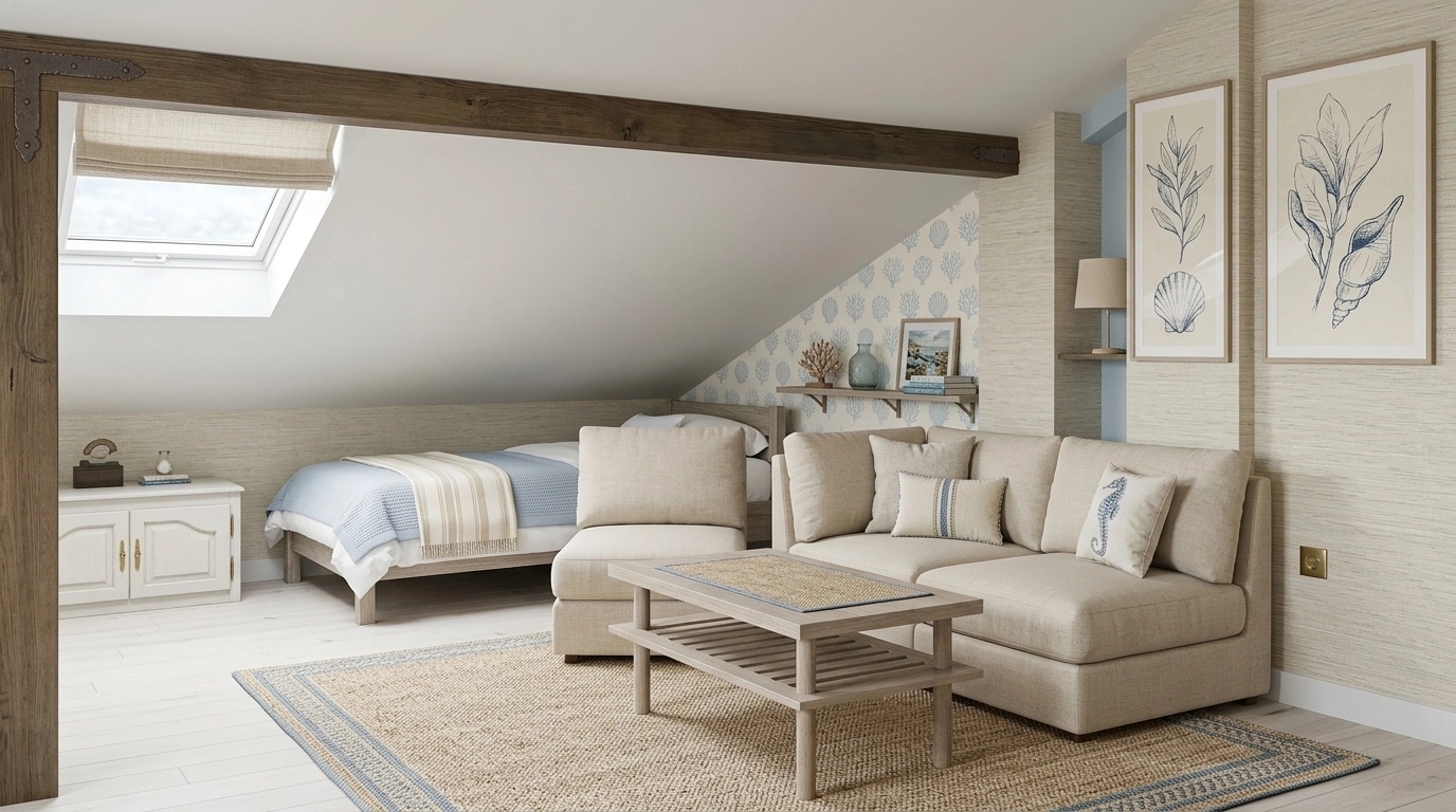 Interior design in Coastal / Hamptons style — attic by GenRoom AI