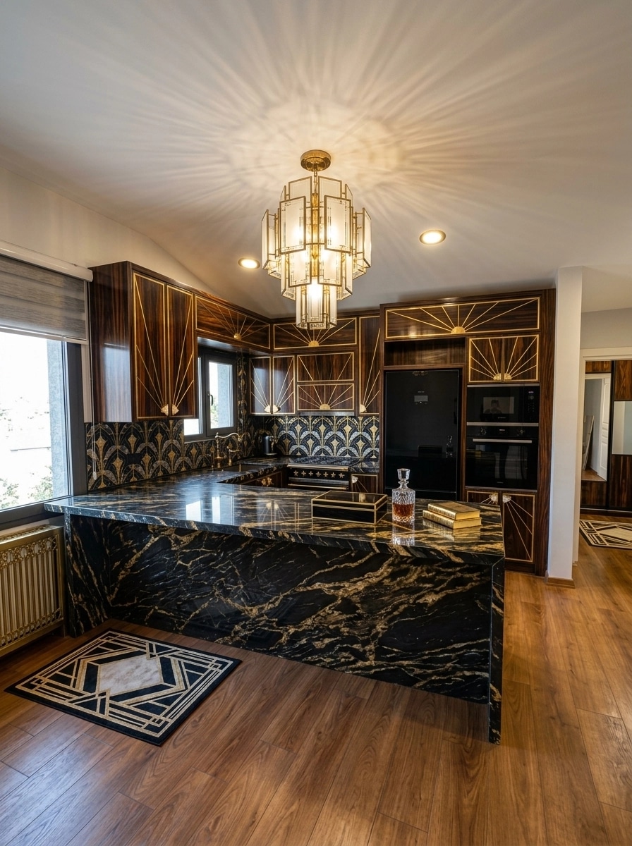 Kitchen interior in Art Deco style — photo by GenRoom AI
