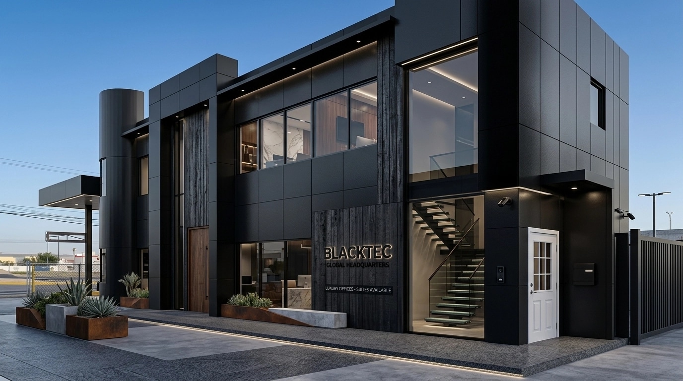 Facade design in Blacktec Facade style — Facade by GenRoom AI