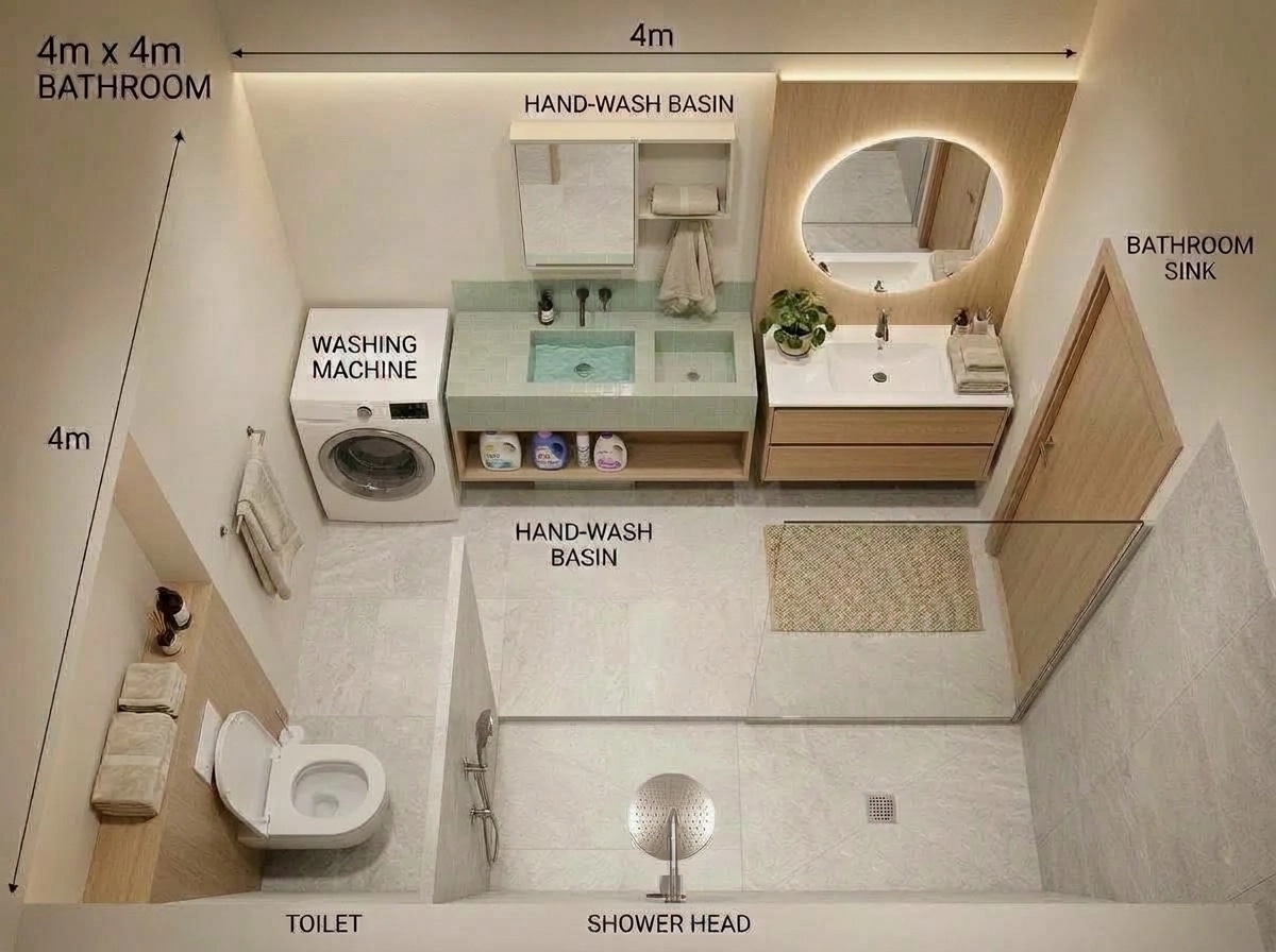 Scandinavian Bathroom design — interior photo by GenRoom AI