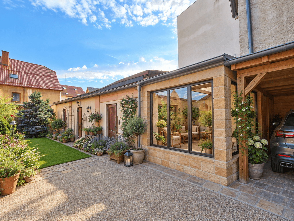 Peyzaj tasarımı Country Rustic Garden stili — Bahçe GenRoom AI