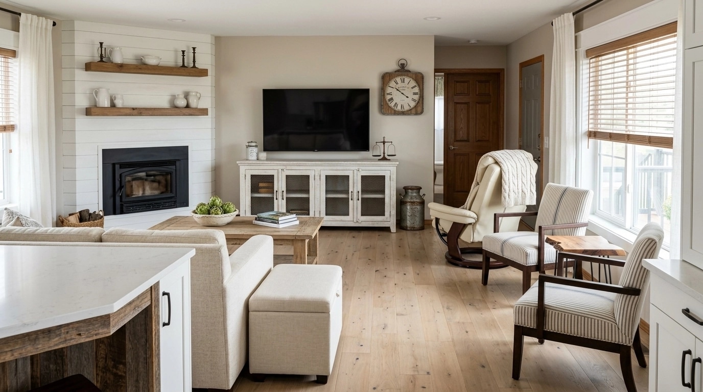 Modern Farmhouse Living Room design — interior photo by GenRoom AI