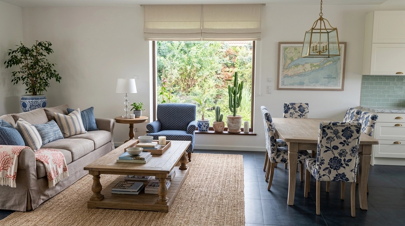 Interior design in Coastal / Hamptons style — Living Room by GenRoom AI