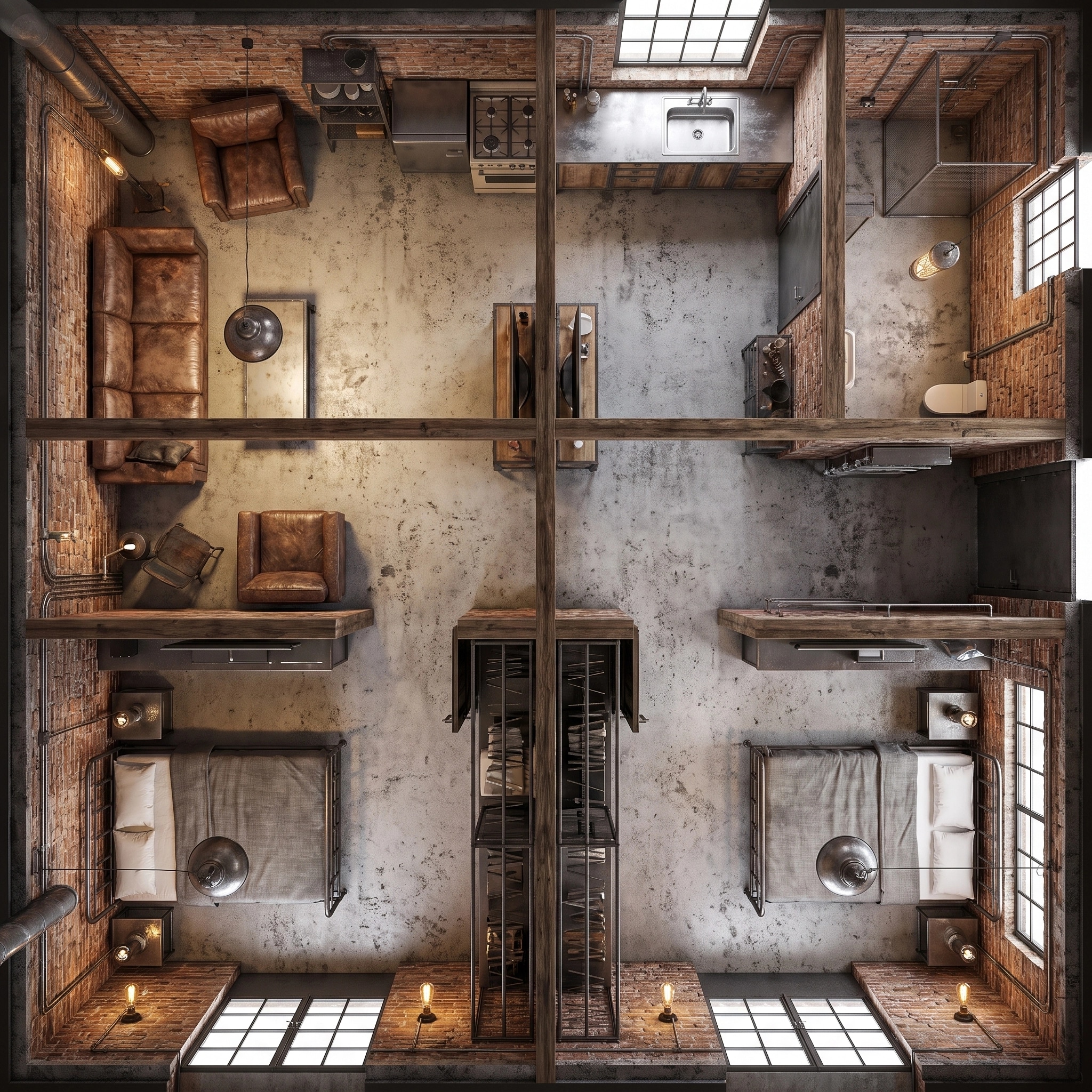 Interior design in Loft / Industrial style — Living Room by GenRoom AI