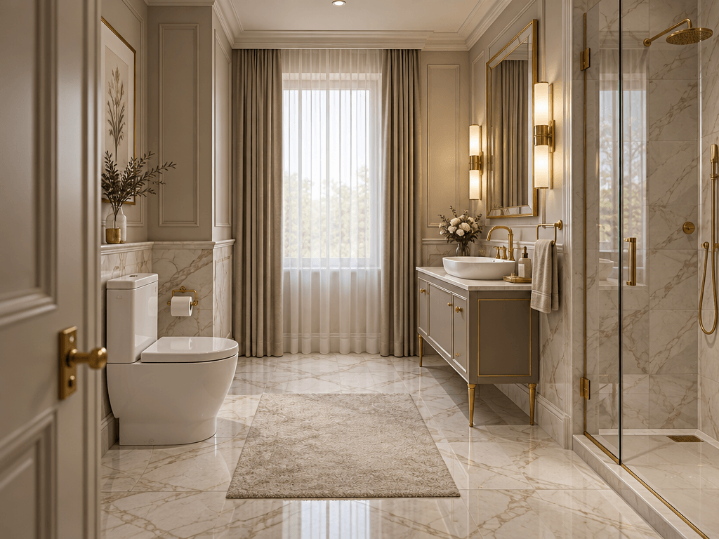 Bathroom interior in Neoclassic style — photo by GenRoom AI