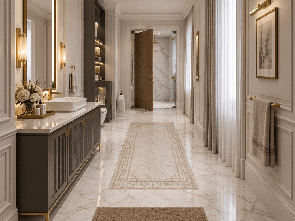 Bathroom interior in Neoclassic style — photo by GenRoom AI