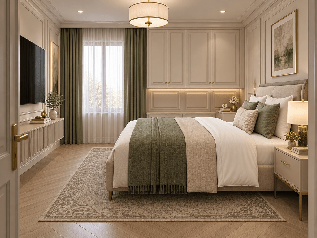 Interior design in Neoclassic style — Bedroom by GenRoom AI
