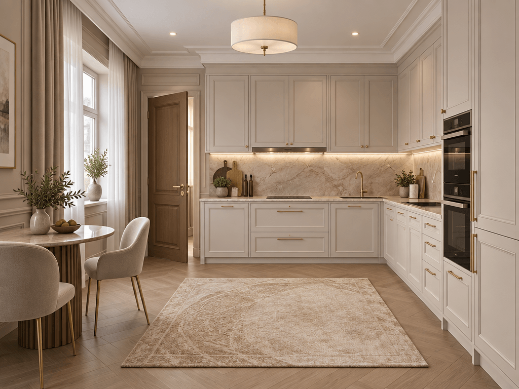 Kitchen interior in Neoclassic style — photo by GenRoom AI