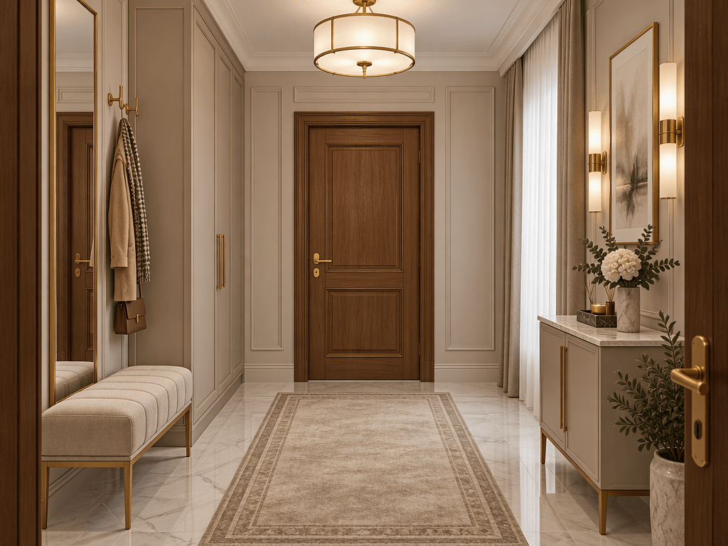 Hallway interior in Neoclassic style — photo by GenRoom AI