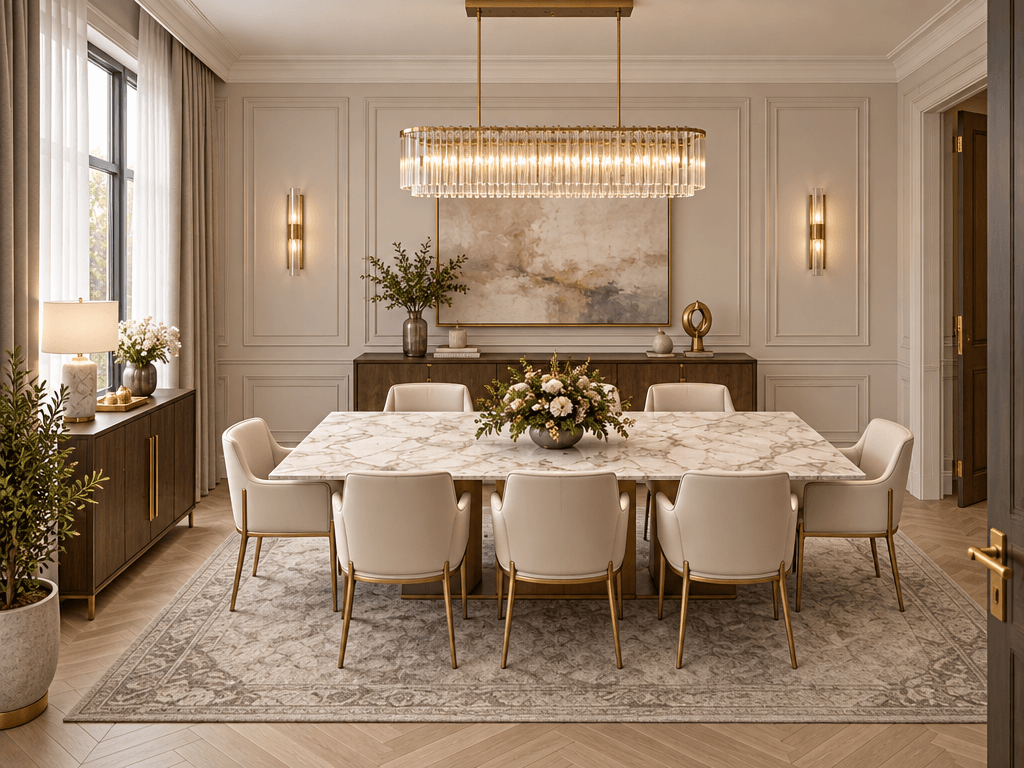 Interior design in Neoclassic style — dining_room by GenRoom AI